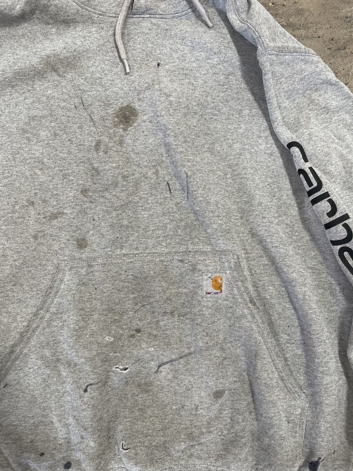 Carhartt × Carhartt Wip × Vintage PAINT DISTRESSED CARHARTT HOODIE Size US L / EU 52-54 / 3 - 3 Thumbnail
