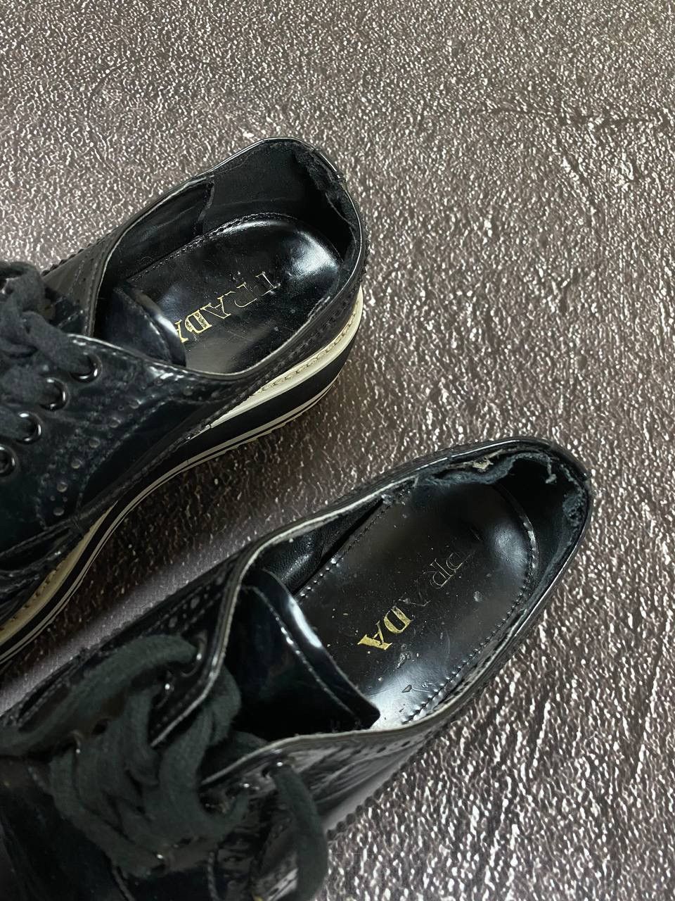 Prada × Vintage Vintage Prada Brogue Patent Leather Platform Derby Sneakers Size US 5 / EU 37 - 6 Thumbnail