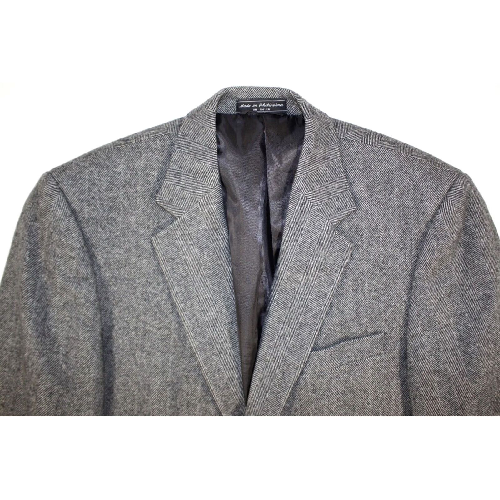 Camel VINTAGE Bert Pulitzer Camel Hair Wool Blazer Jacket Herringbone Gray Men's 40 Size 40R - 3 Thumbnail