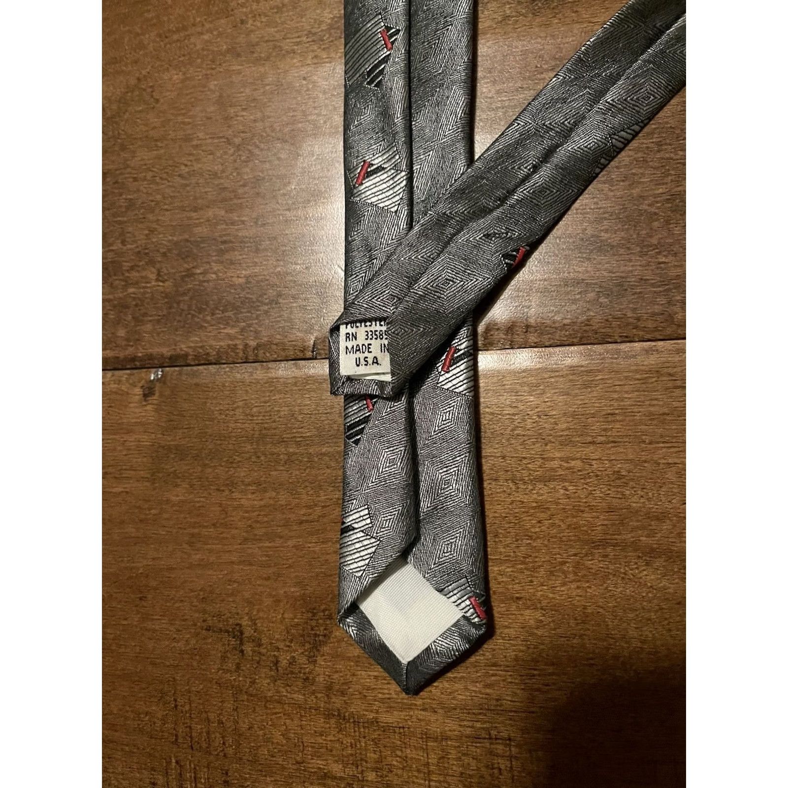MCM VINTAGE MCM Gray Geometric Neck Tie Slim Super Skinny Men's 1.5" Wide Size ONE SIZE - 3 Thumbnail