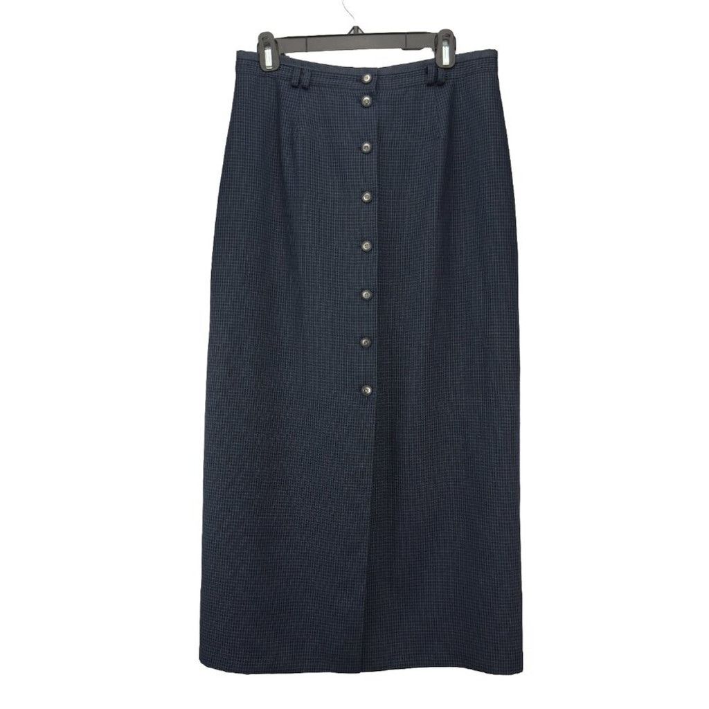 Other VTG Upcycled Academia Blue Button-Down Midi Skirt sz 13 / L Size 34" / US 12 / IT 48 - 2 Thumbnail