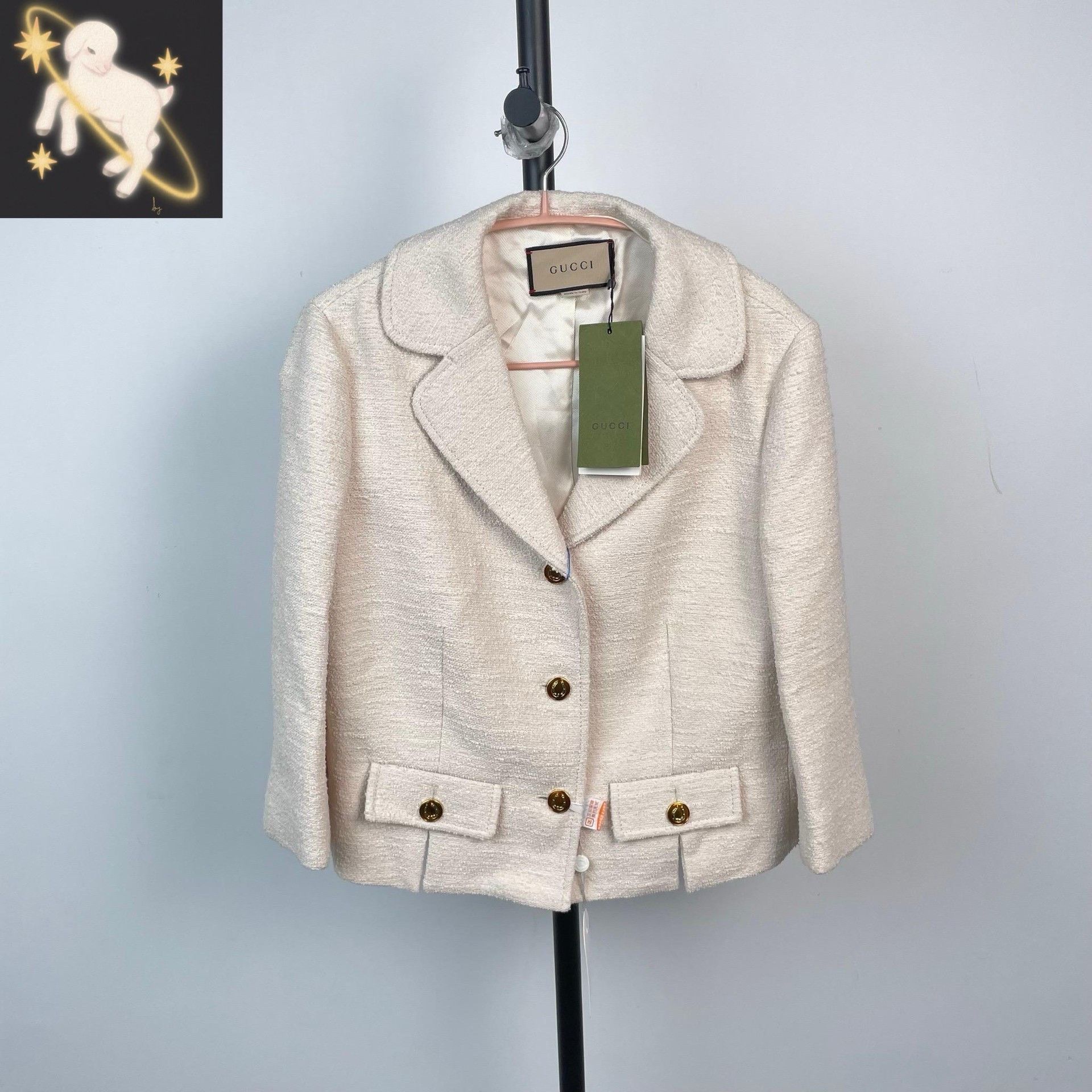 Gucci Gucci Ivory Tweed Lapel Button Jacket Size US XS / EU 42 / 0 - 1 Thumbnail