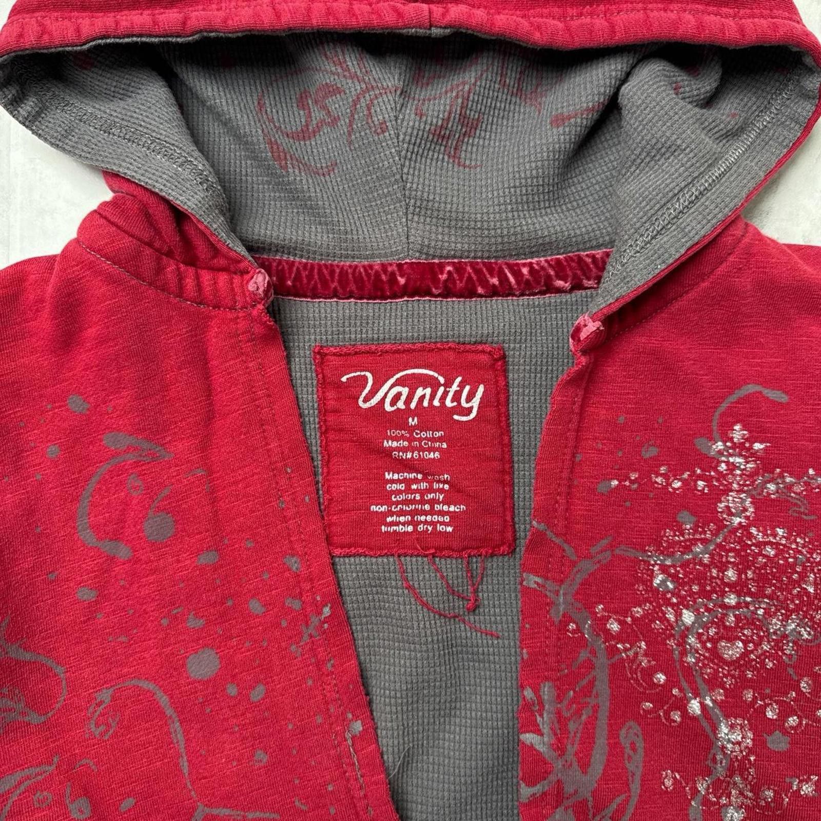 Other Y2K Vanity Grunge Red Zip Up Hoodie Jacket Size M / US 6-8 / IT 42-44 - 4 Thumbnail
