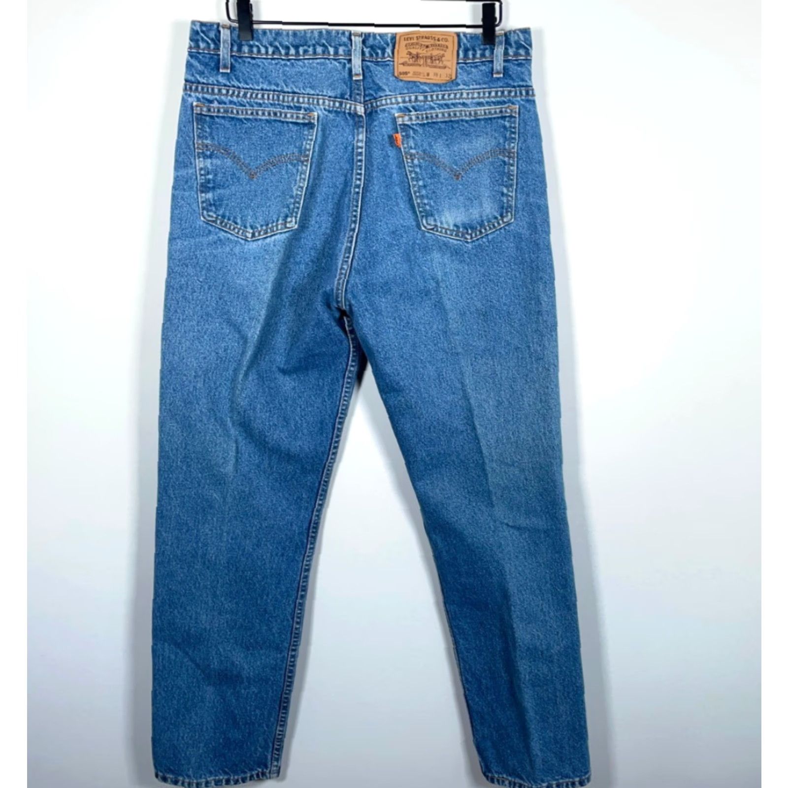 Levi's VINTAGE Levi's 505 Jeans Casual Denim Straight Blue 90s 34x31/38x32 Mens Regular Zip Fly Orange Tab{" "}Jeans Size US 34 / EU 50 - 2 Thumbnail