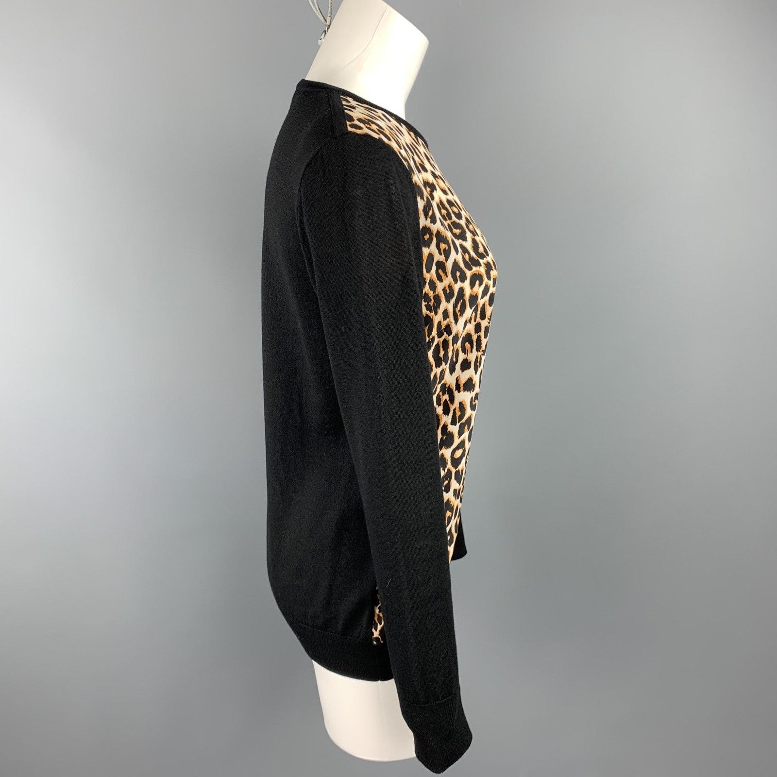 Equipment EQUIPMENT Size S Black & Tan Leopard Wool / Silk Pullover Size S / US 4 / IT 40 - 3 Thumbnail