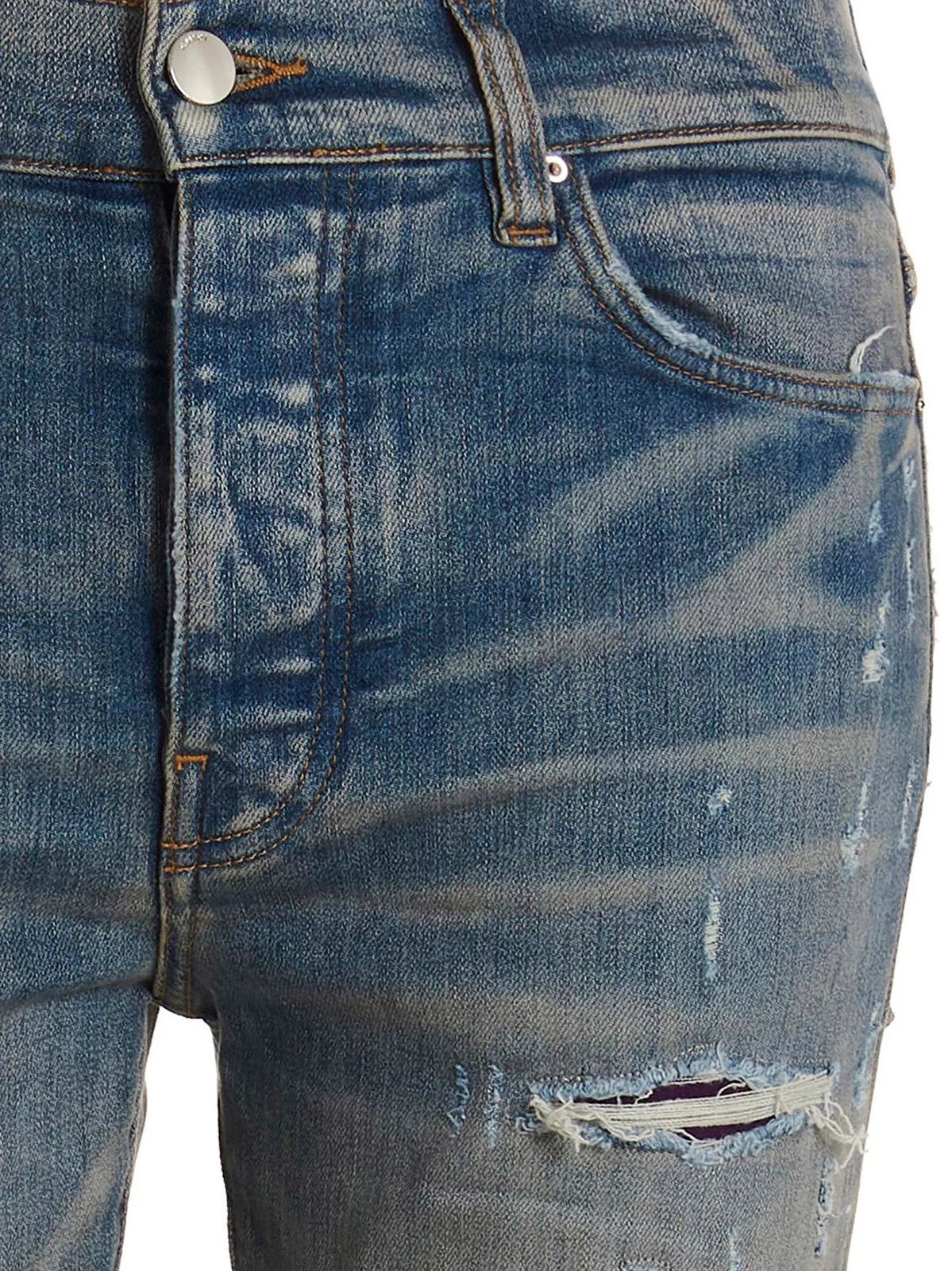 Amiri o1gr1nt0924 Serif Logo Jeans in Clay Indigo Size US 32 / EU 48 - 4 Thumbnail