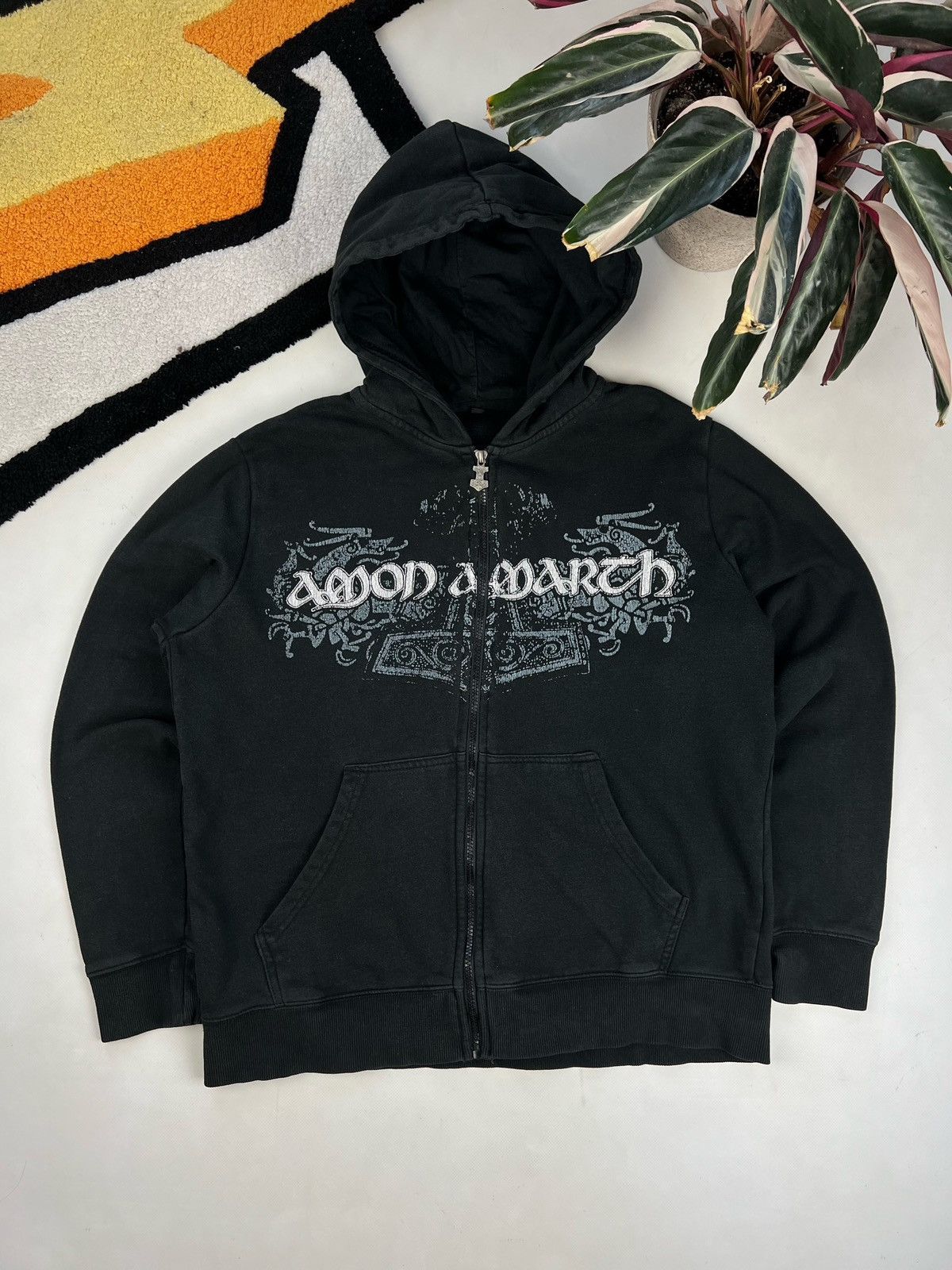 Band Tees × Vintage VINTAGE Y2K AMON AMARTH AMAZING FADED BAND ZIP HOODIE Size US M / EU 48-50 / 2 - 2 Thumbnail
