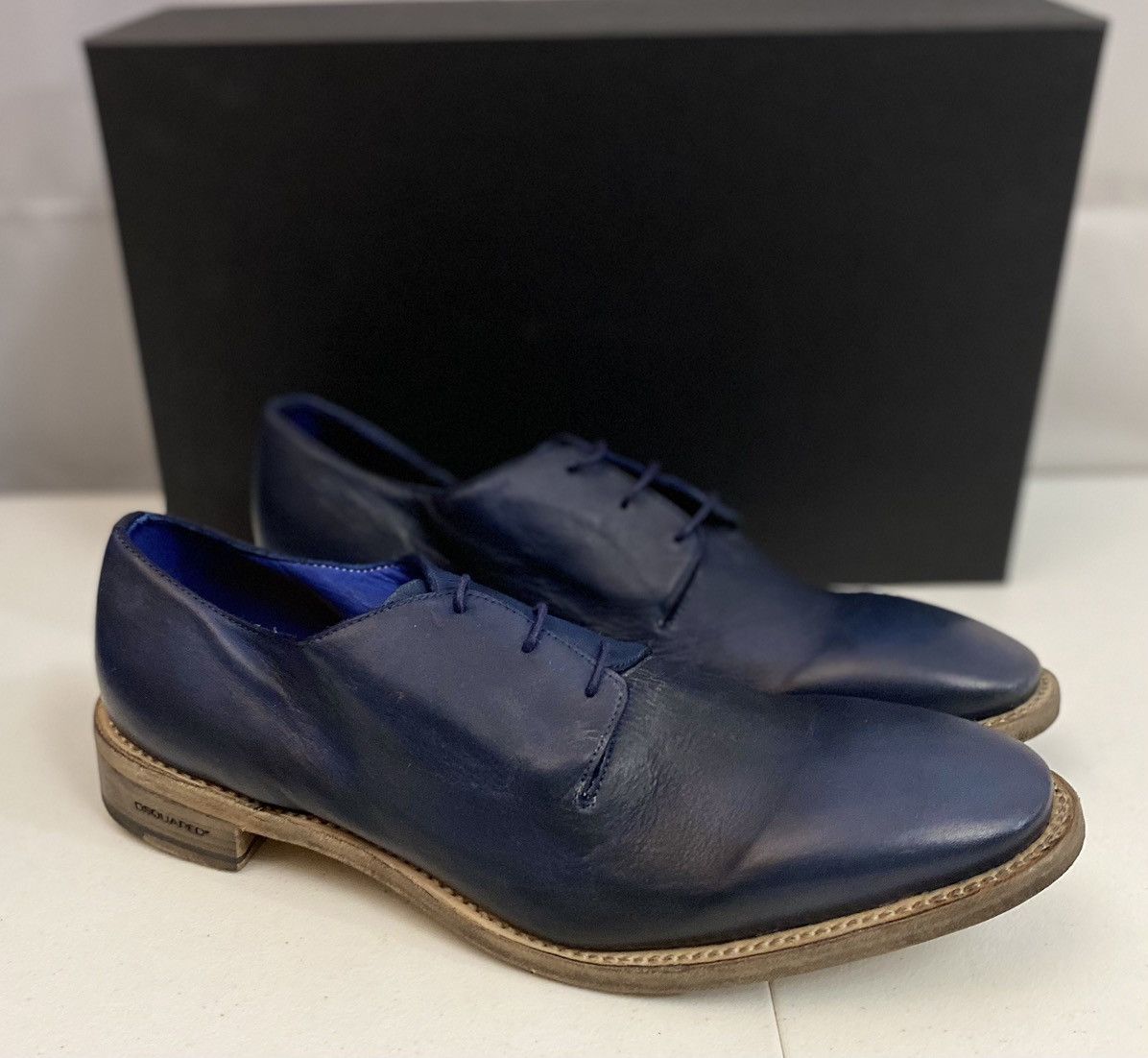 Dsquared2 Dsquared2 🇮🇹 Blu Goodyear Welt Handmade Uni Derby 10.5 NEW Size US 10.5 / EU 43-44 - 14 Thumbnail