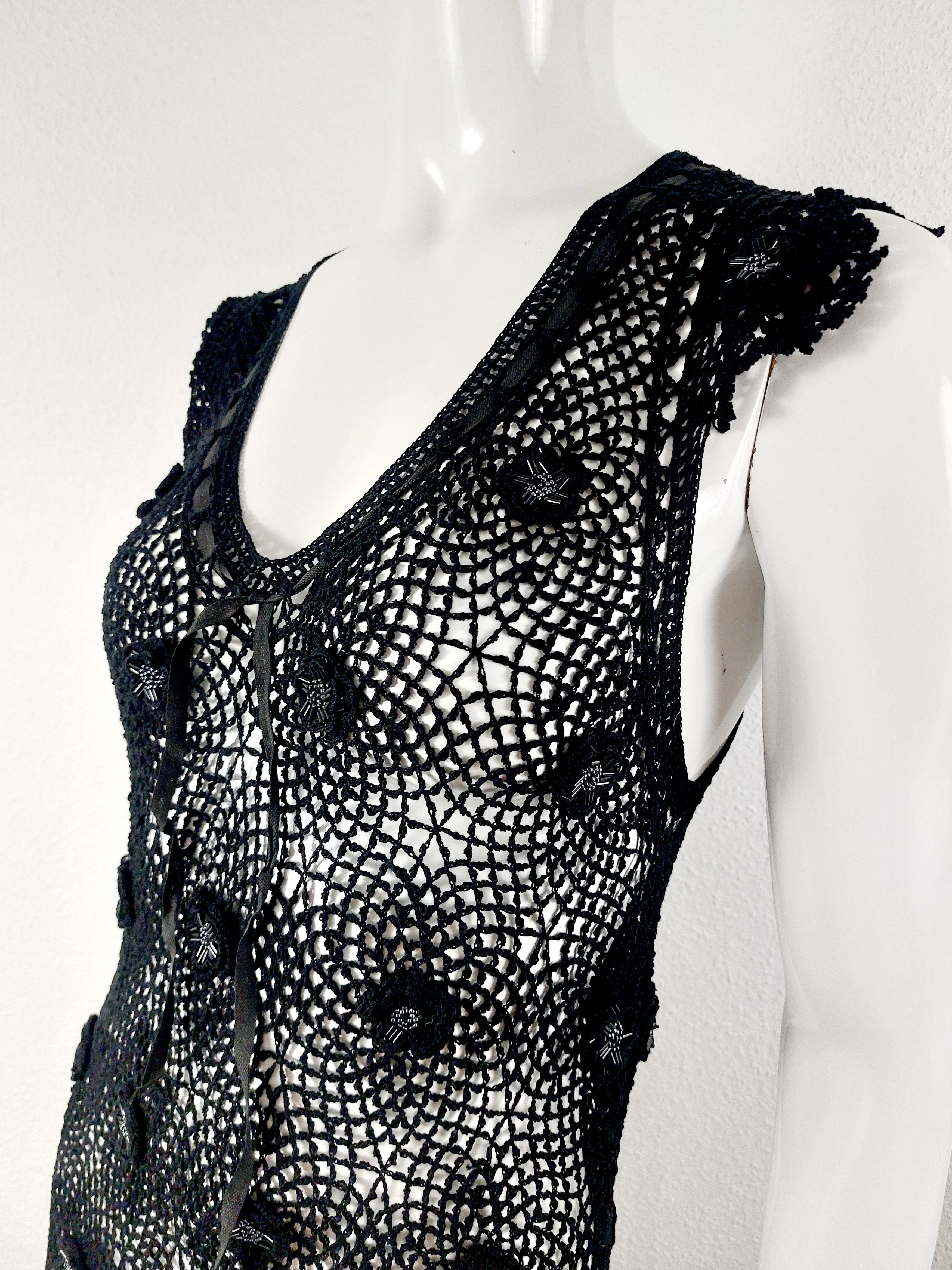 Moschino Moschino Cheap Chic Net Lace Crochet Black Flower Maxi Dress Size M / US 6-8 / IT 42-44 - 4 Thumbnail