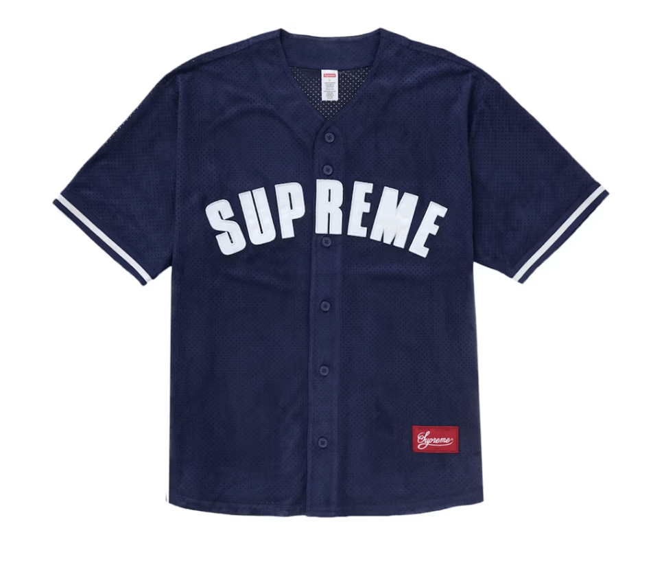 Supreme NWT Supreme Ultra Suede Mesh Baseball Jersey - Navy - Small Size US S / EU 44-46 / 1 - 1 Thumbnail