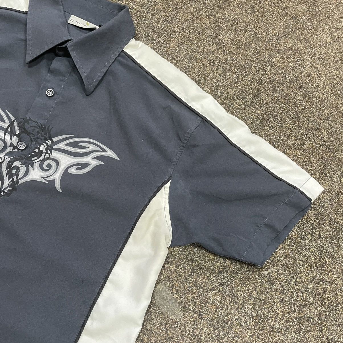 Japanese Brand Y2K Tribal Flame Shirt – Dark Mode Biker Button-Up Grunge Size US S / EU 44-46 / 1 - 4 Thumbnail