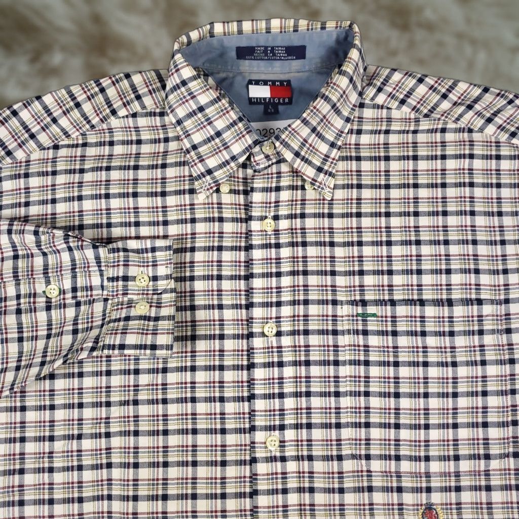 Tommy Hilfiger Tommy Hilfiger Shirt Mens Large Blue Beige Plaid Button-Up Long Sleeve Casual Designer Shirt Mens L Blue Beige Plaid Size US L / EU 52-54 / 3 - 1 Thumbnail