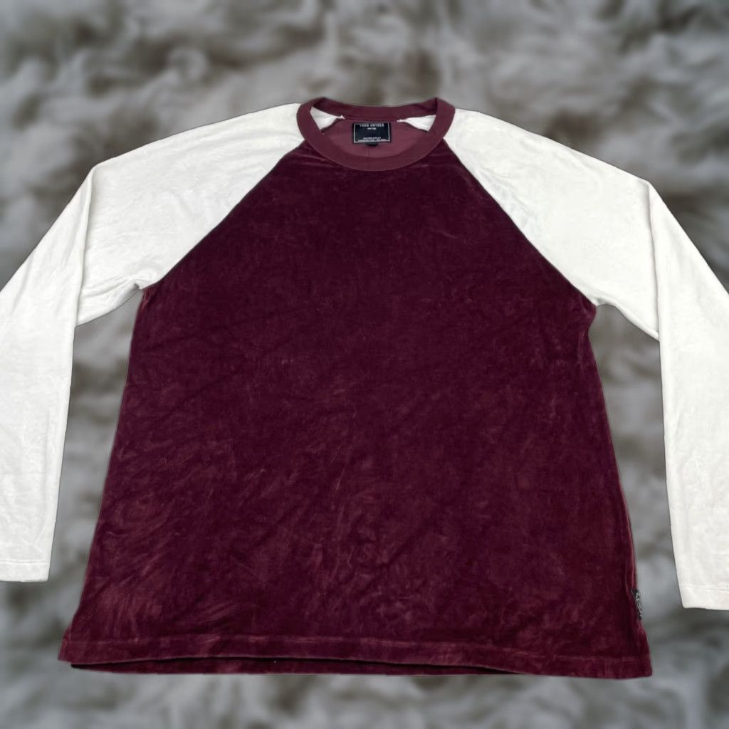 Todd Snyder Men's Velvet/Velour Crewneck Sweatshirt Burgundy/White Medium