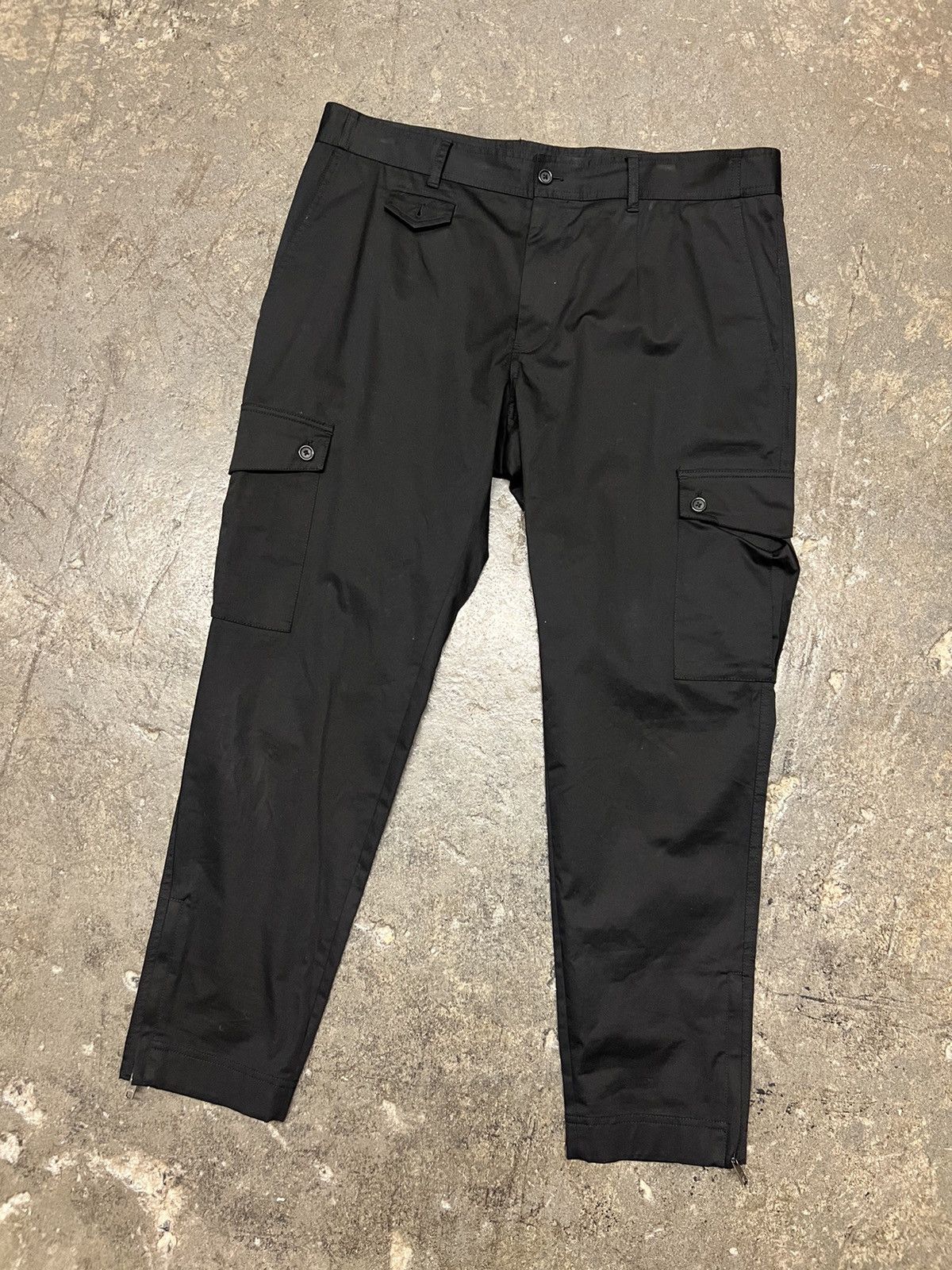 image of Dolce Gabbana Dolce & Gabanna Black Nylon Cargo Pants, Men's (Size 36)