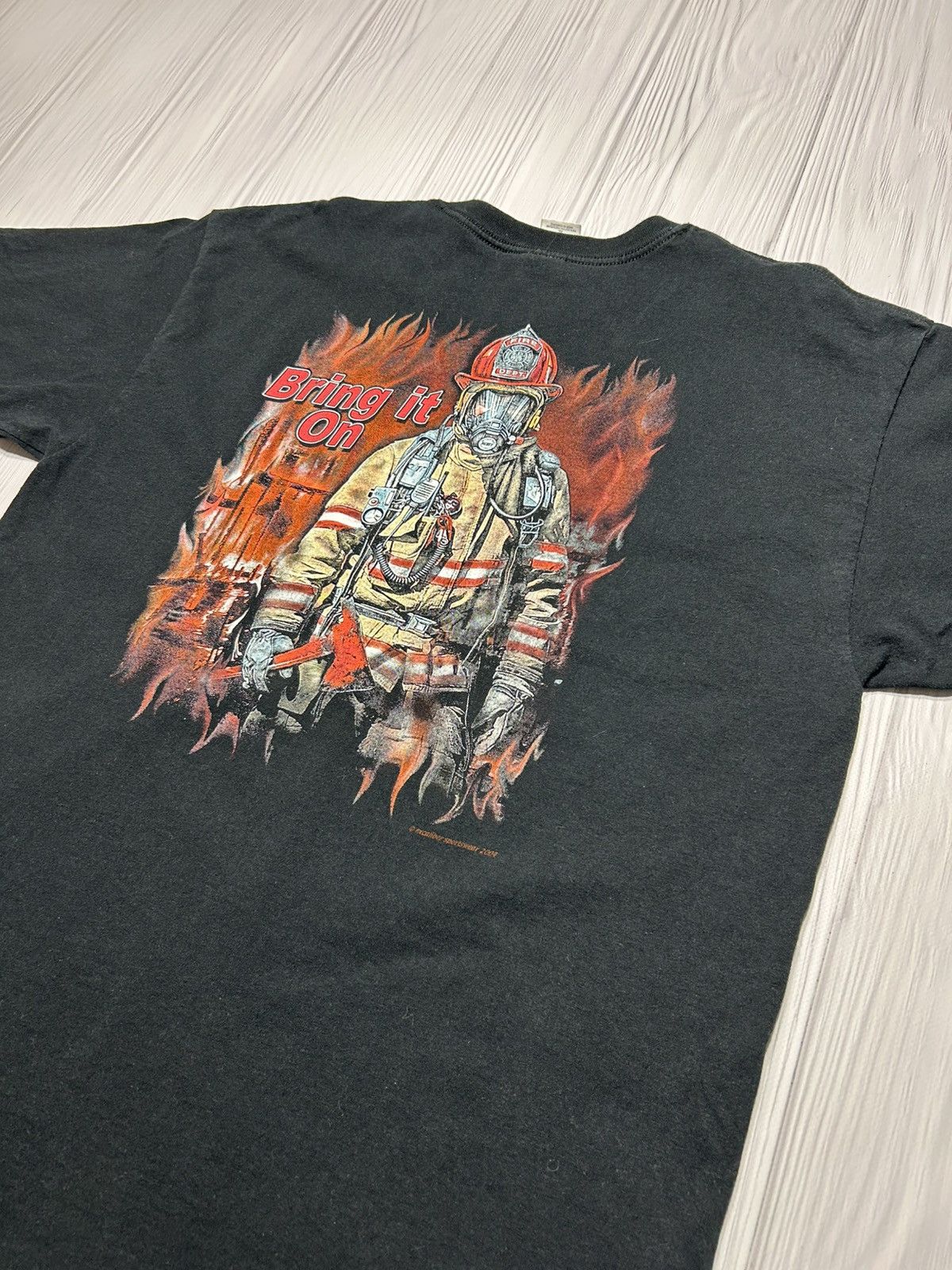 Vintage Vintage 2004 Fireman USA Bring It On T-Shirt Size US XL / EU 56 / 4 - 4 Thumbnail