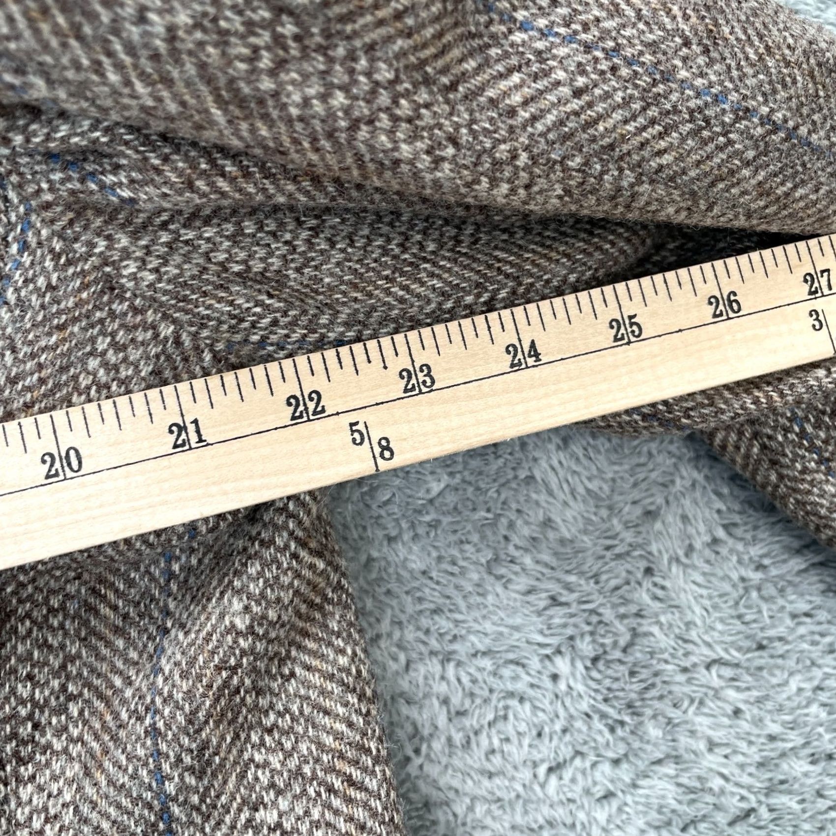 Vintage VTG Tweed Jacket Men L Brown Herringbone Wool Blazer 2 Piece Notch Lapel Single-Breasted 4-Button Size 42R - 8 Thumbnail
