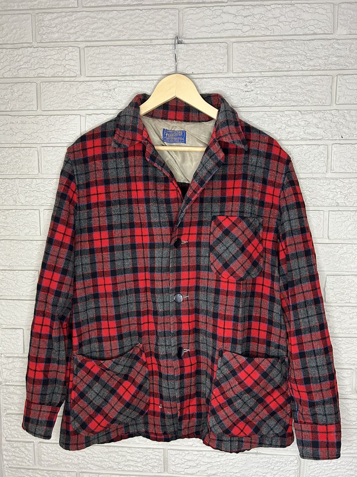 Pendleton × Vintage Vintage 60s Pendleton Wool Tartan Plaid Button Up Flannel Size US L / EU 52-54 / 3 - 1 Thumbnail