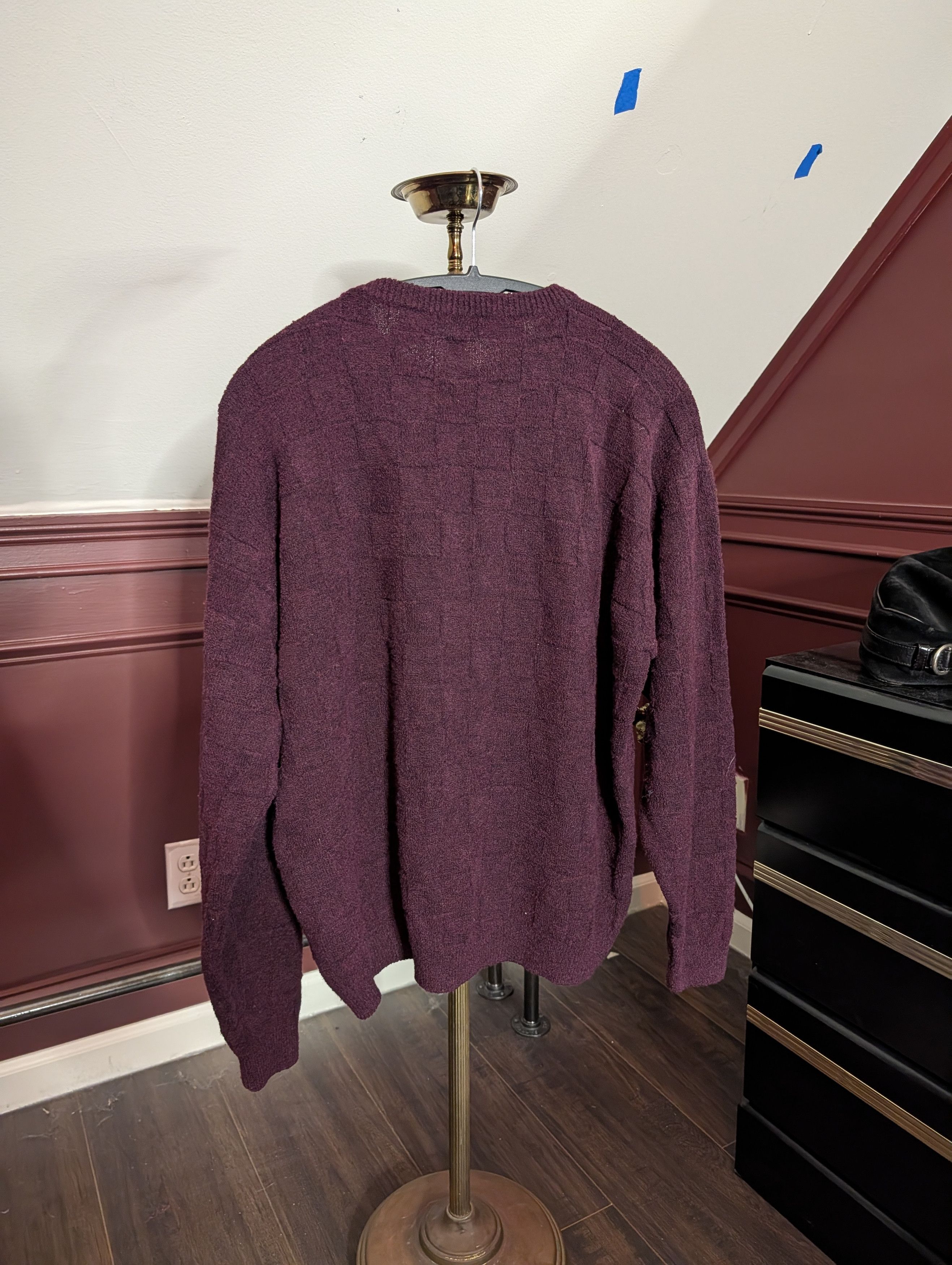 Other GREENWICH Vintage checkered magenta textured sweater Size US L / EU 52-54 / 3 - 7 Thumbnail