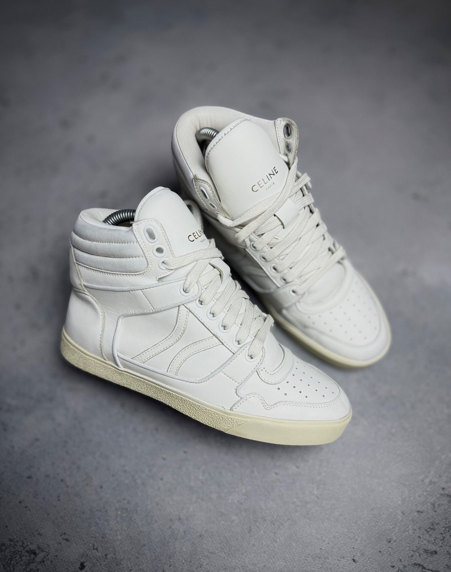 Celine Celine Break White Leather High-Top Sneakers Size 37 Luxury Size US 7 / IT 37 - 1 Thumbnail
