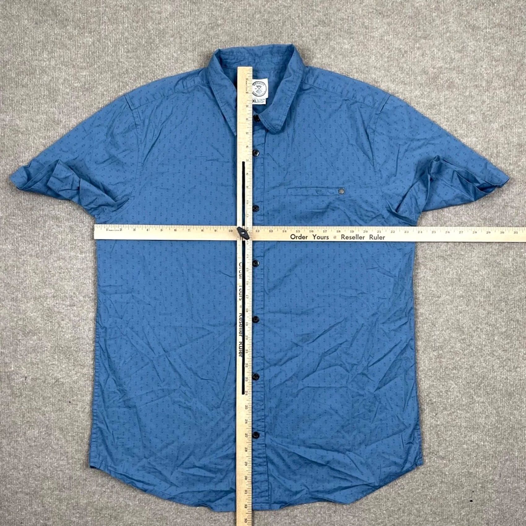 Vintage Voyager Button Up Shirt Men's XL Blue Short Sleeve Collared Pocket Preppy Size US XL / EU 56 / 4 - 4 Thumbnail