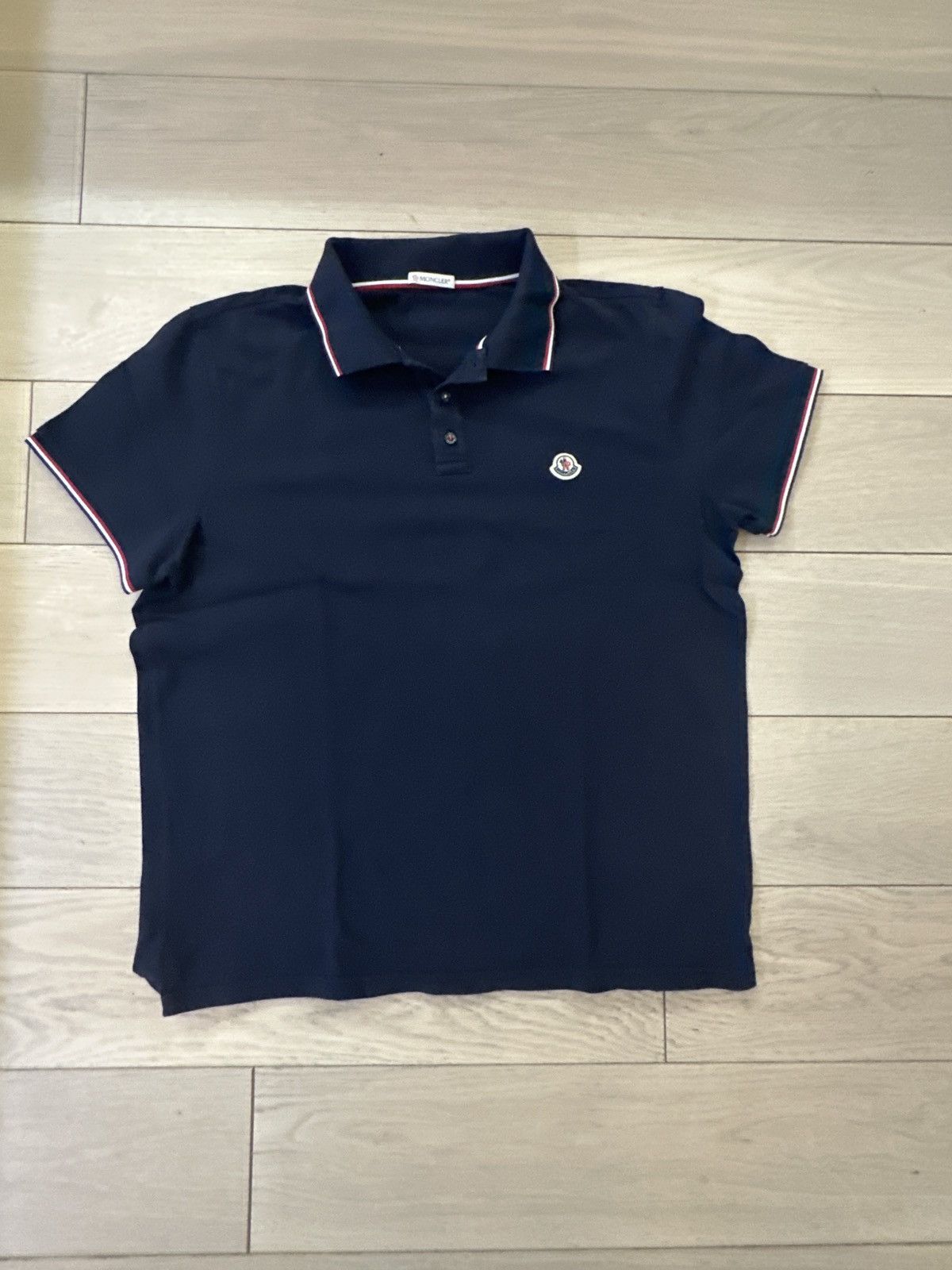 Moncler Navy Blue Moncler Logo Patch Polo Shirt Size US XL / EU 56 / 4 - 1 Thumbnail