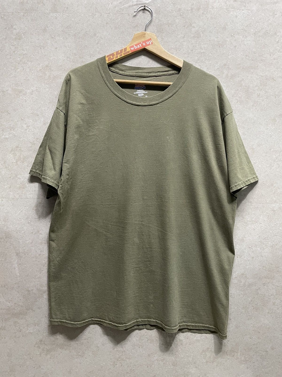Hanes Vintage Y2K Army Green Plain Tee Size US XL / EU 56 / 4 - 1 Thumbnail