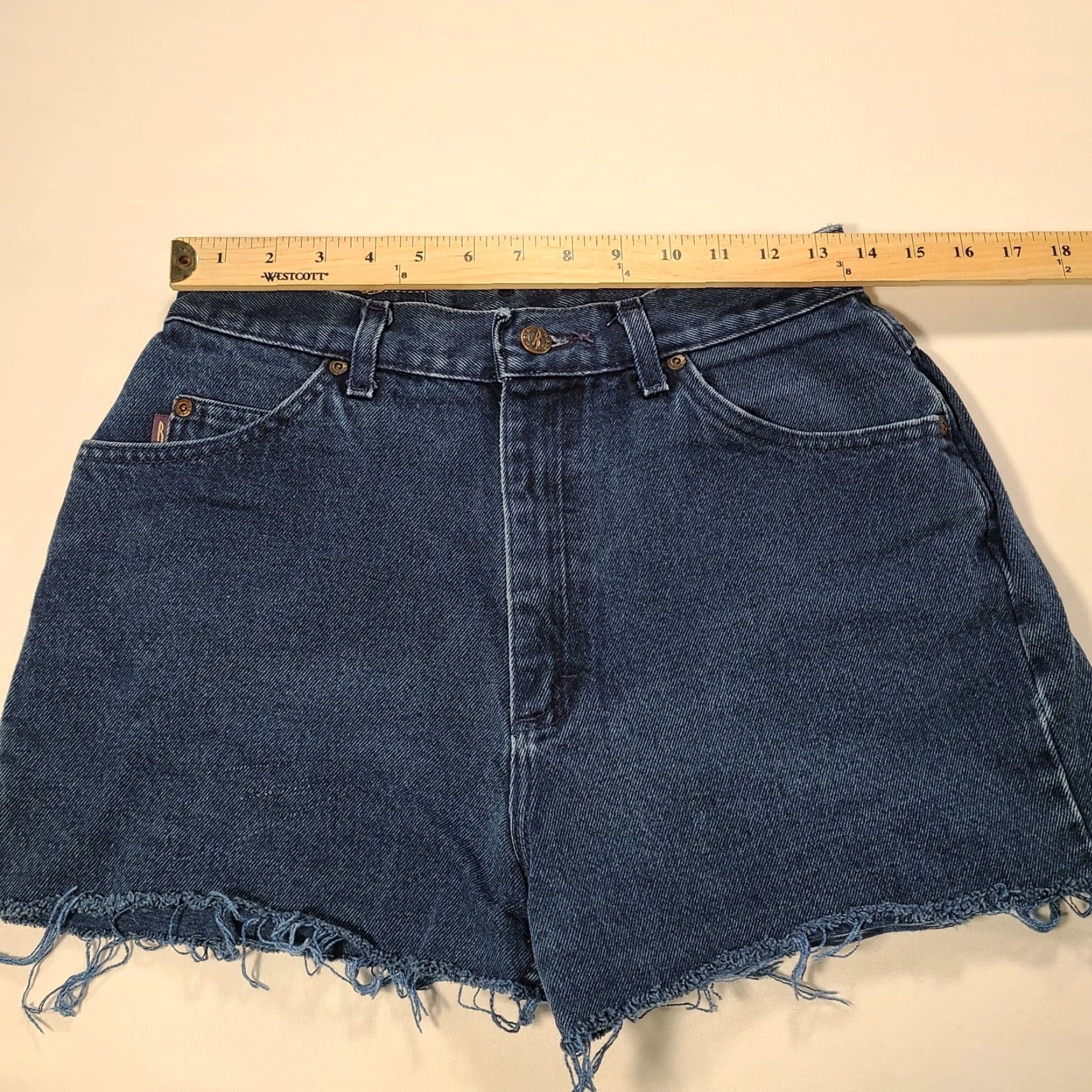 Vintage Riders Denim Shorts Womens 6 Blue Cut-Off High Rise Pocket Zipper Closure Dark Wash Denim (5-Pocket) Casual Size 27" / US 4 / IT 40 - 7 Thumbnail