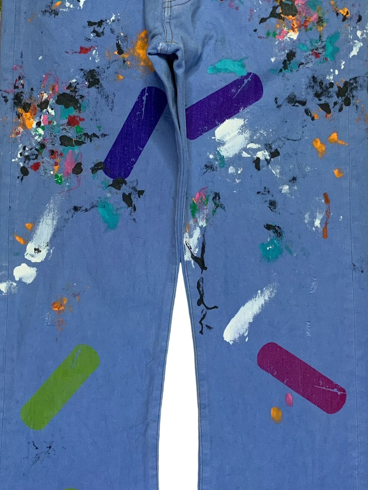 Japanese Brand Vintage Japanese Brand Blue Wash Paint Splatter Loose Jeans Size 31" - 5 Thumbnail
