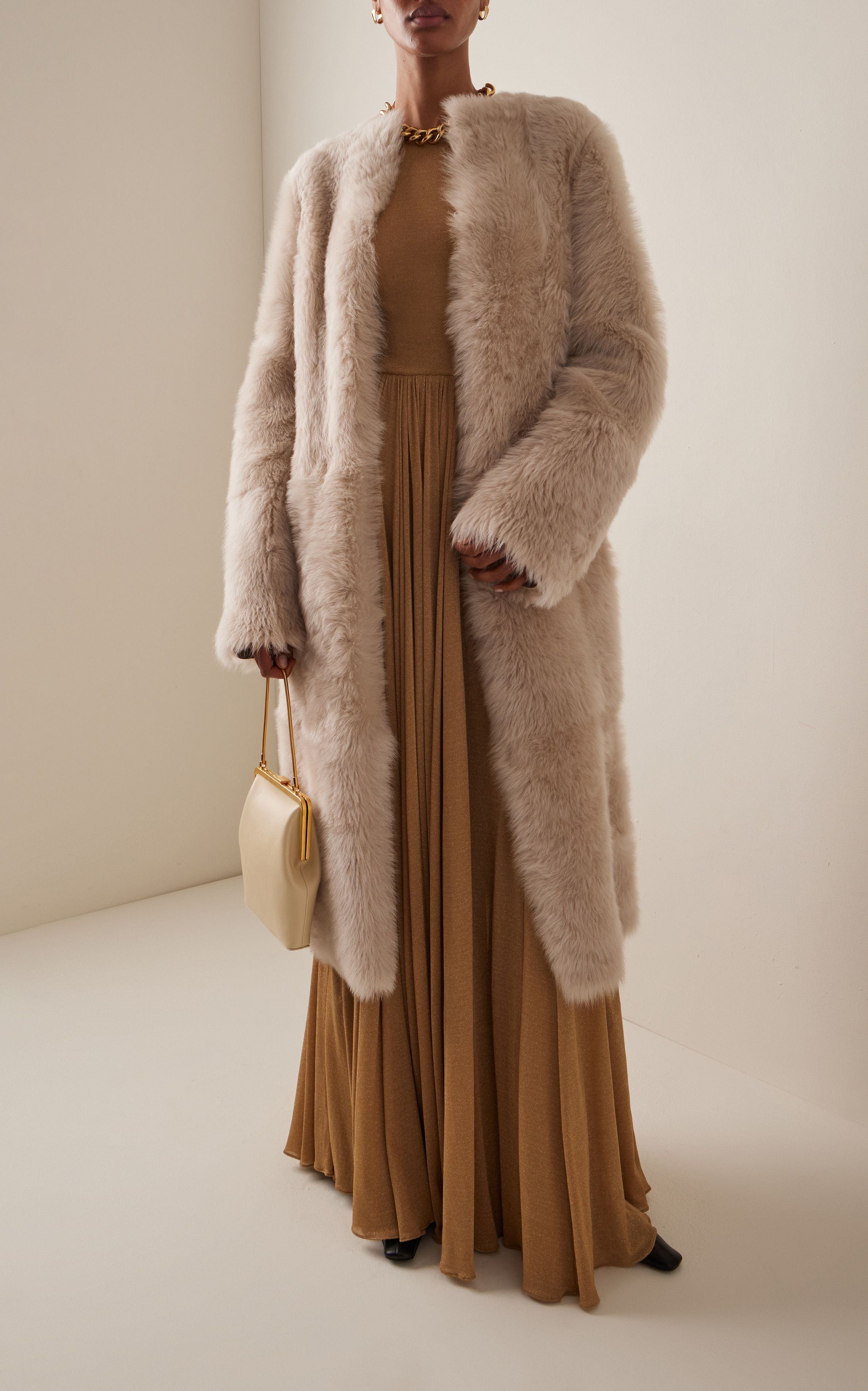 Zimmermann oc11z0325 Luminosity Shearling Coat in Light Beige Size M / US 6-8 / IT 42-44 - 2 Thumbnail