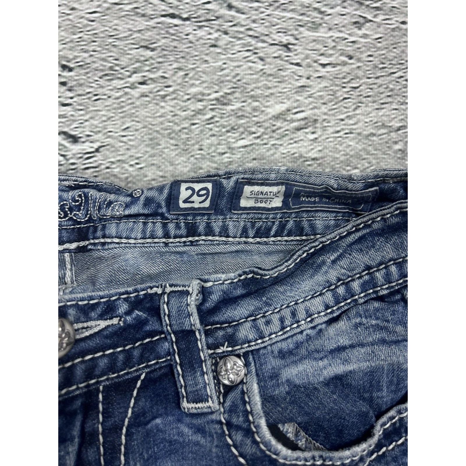 Miss Me Miss Me flared bootcut white stitching denim vintage y2k Size 29" - 7 Thumbnail