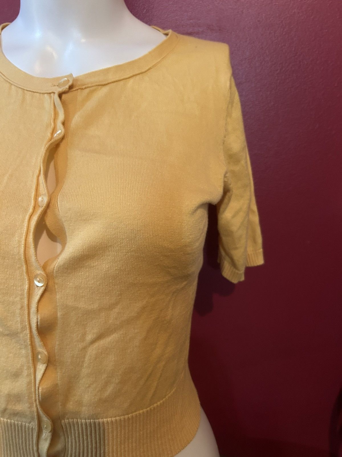 Ann Taylor Ann Taylor Loft Petites Yellow Cardigan Small Petite Size S / US 4 / IT 40 - 3 Thumbnail