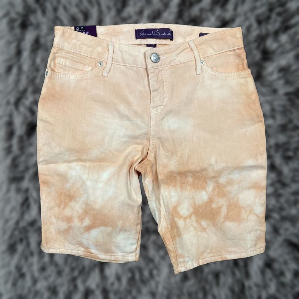 Gloria Vanderbilt Gloria Vanderbilt Bermuda Shorts Women’s 4P Denim Tie-Dye Orange 5-Pocket Stretch Casual Travel Women Size 27" / US 4 / IT 40 - 1 Thumbnail