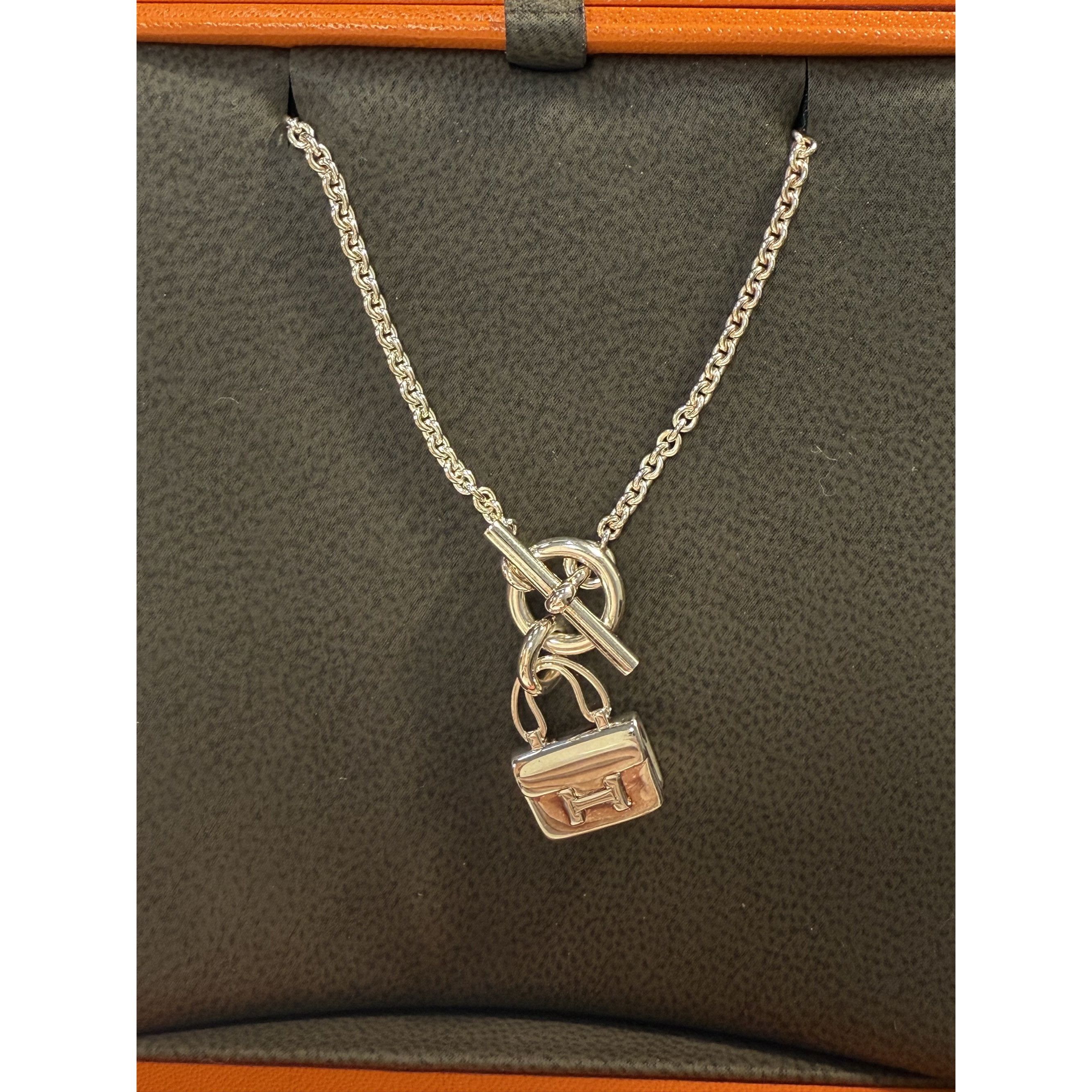 Hermes Hermès Sterling Silver Kelly Bag Charm Necklace Toggle Clasp Size ONE SIZE - 1 Thumbnail