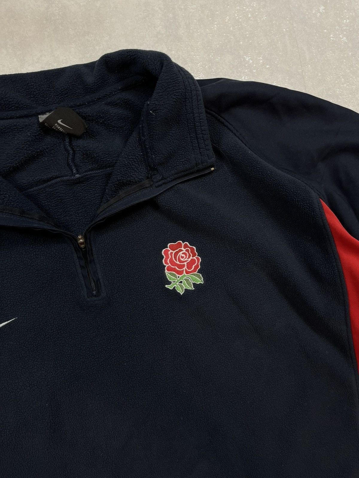 Nike × Vintage 90s Nike England Vintage Y2K Fleece Oversized 1/4 Zip Jacket Size US XL / EU 56 / 4 - 3 Thumbnail