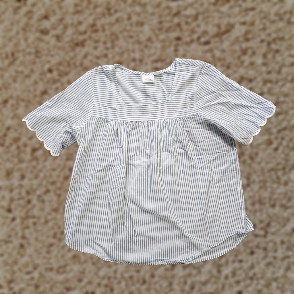 Vintage Vermont Country Store Top Womens Size S White Blue Stripe Classic Blouse Size S / US 4 / IT 40 - 1 Thumbnail