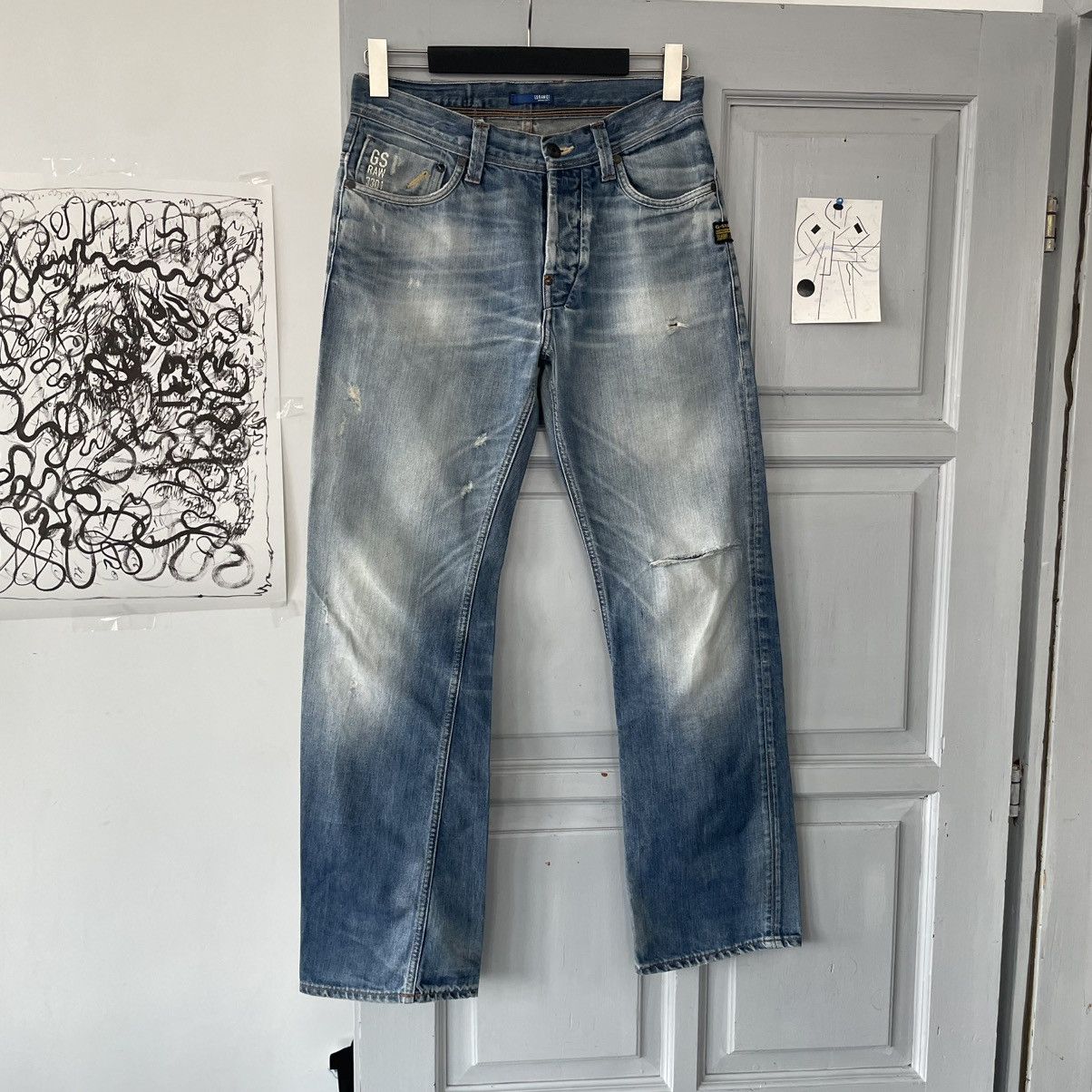 G-Star × Vintage Vintage 00’s G-star RAW Distressed Denim Pants Y2K Size US 32 / EU 48 - 1 Thumbnail