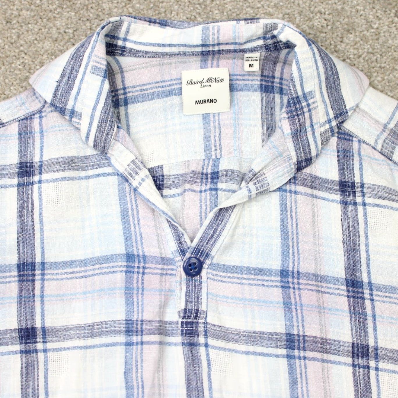 Murano Baird McNutt Murano Shirt Mens Medium Pink/Blue 100% Linen Button-Up Long Sleeve Plaid Casual Vintage: No Size US M / EU 48-50 / 2 - 4 Thumbnail