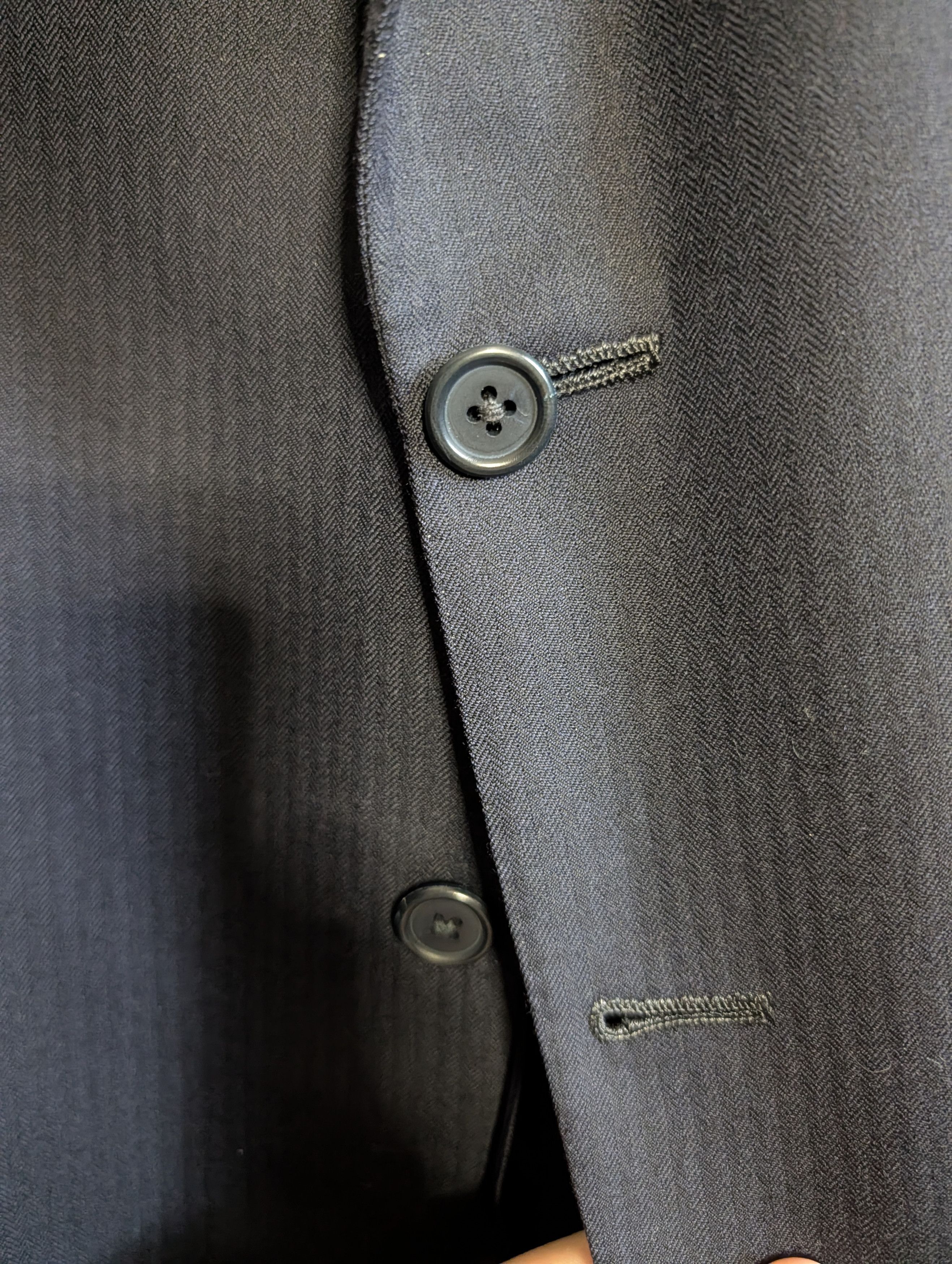 Oxxford Clothes 2pc bespoke navy herringbone MiUSA mens suit 44 Size 44R - 5 Thumbnail