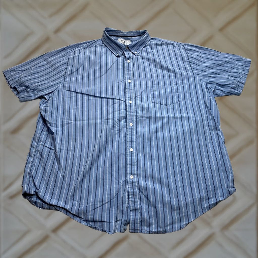 Croft & Barrow VINTAGE Croft & Barrow Easy Care Shirt Mens 2XL Blue Striped Short Sleeve Pocket Collar Size US XXL / EU 58 / 5 - 1 Thumbnail