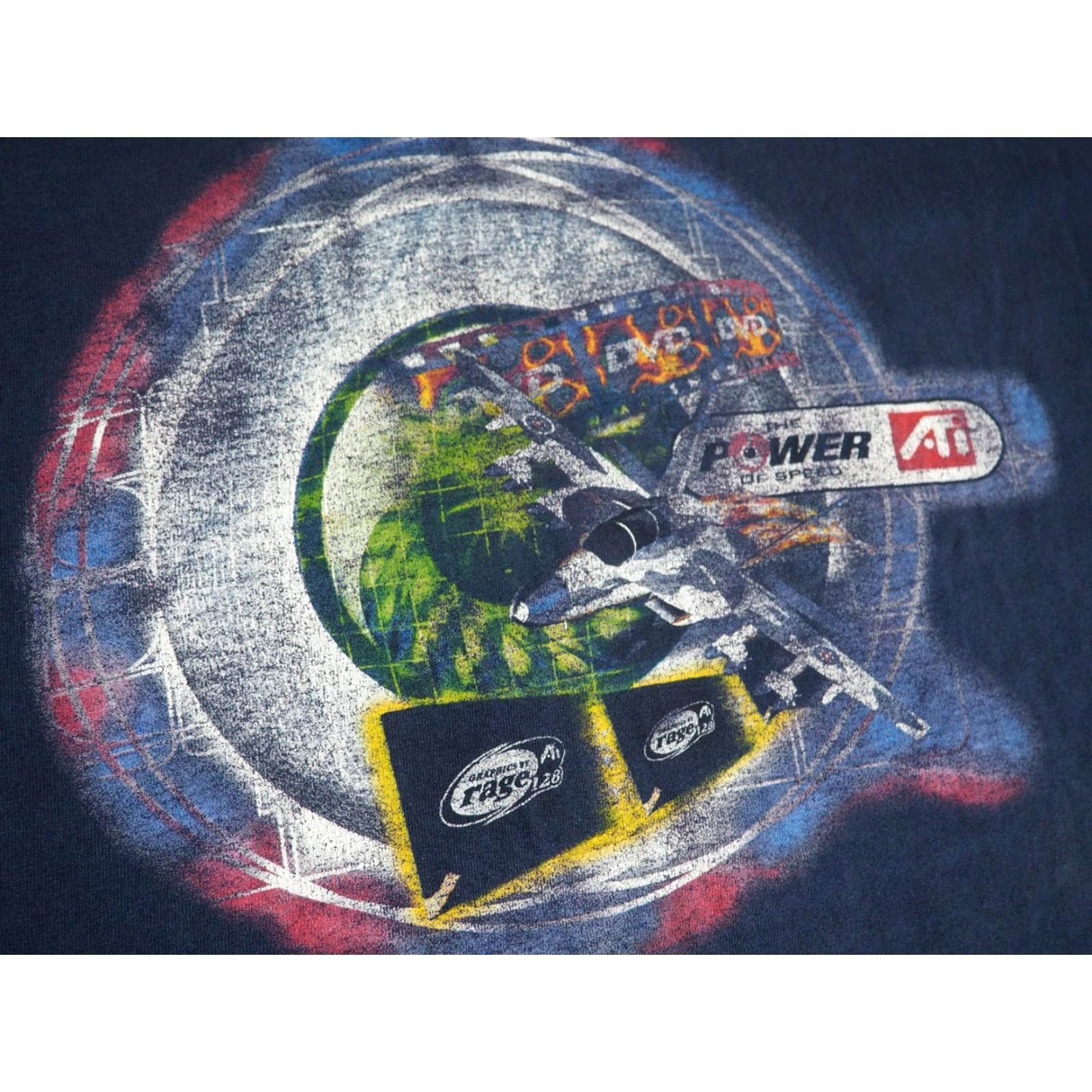 Fruit Of The Loom VINTAGE Fruit of the Loom ATI Rage 128 Tech Video Game Promo Faded Blue Tee T-Shirt XL 90s Mens Size US XL / EU 56 / 4 - 6 Thumbnail