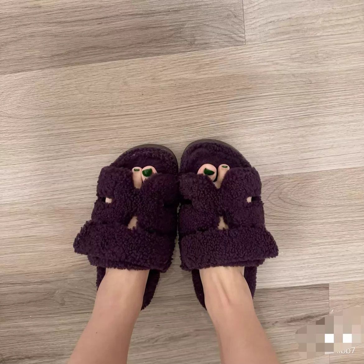 Hermes Hermes Fur Open-Toe Velcro Slip-On Mule Purple 39 Size US 8.5 / IT 38.5 - 8 Thumbnail