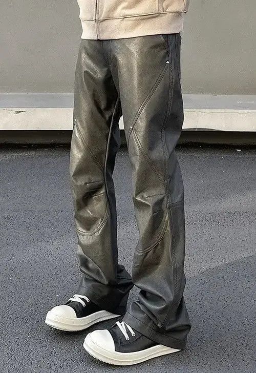 Japanese Brand Tomoko x Akane Avant garde studded pu leather flare pants Size US 34 / EU 50 - 1 Thumbnail