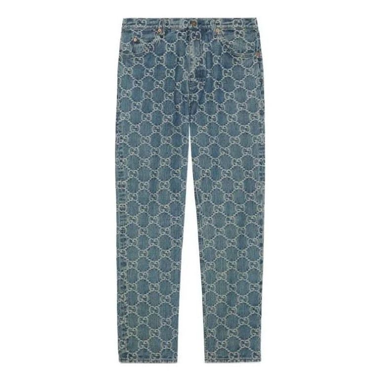 Gucci o1loc1c0925 GG Jacquard Denim Pant in White/Blue Size US 38 / EU 54 - 1 Preview