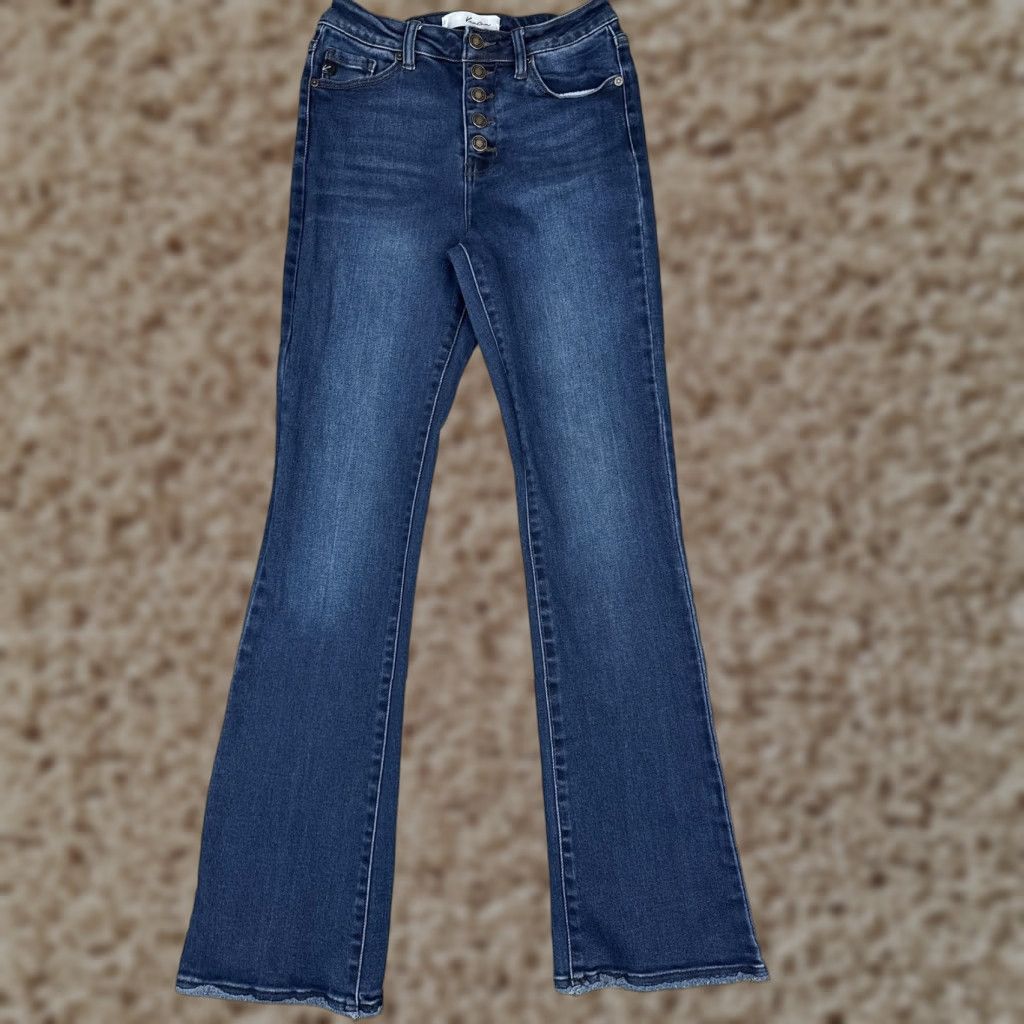 Vintage KanCan Jeans Womens Bootcut 7 Blue Wash High Rise Distressed Stretch 24x31 Pants Womens Menus? Size 28" / US 6 / IT 42 - 1 Thumbnail
