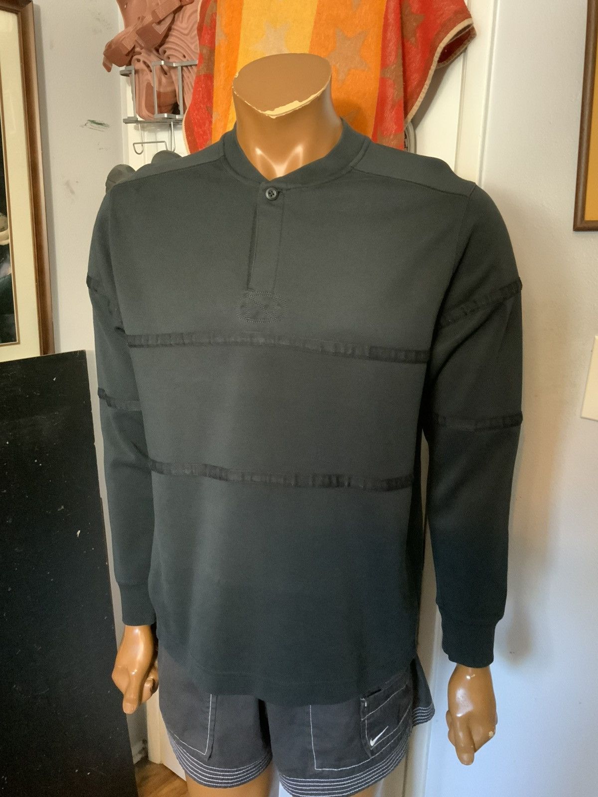 Nike Nike Dri Fit NSW Sportswear Golf Black Henley L/S Polo Shirt Size US M / EU 48-50 / 2 - 9 Thumbnail