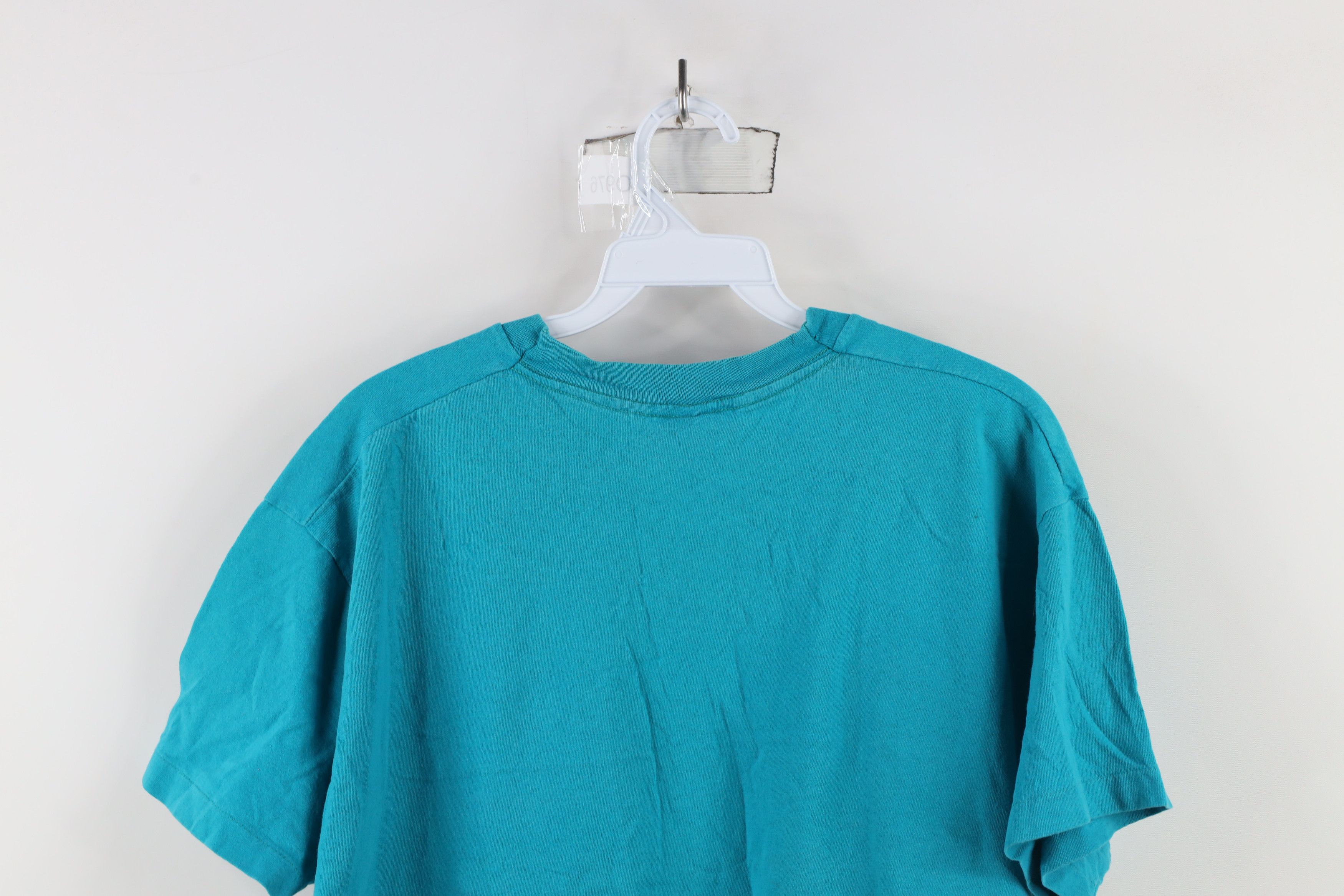 Vintage Vintage 90s Streetwear Blank Cotton Pocket T-Shirt Teal USA Size US XL / EU 56 / 4 - 9 Thumbnail
