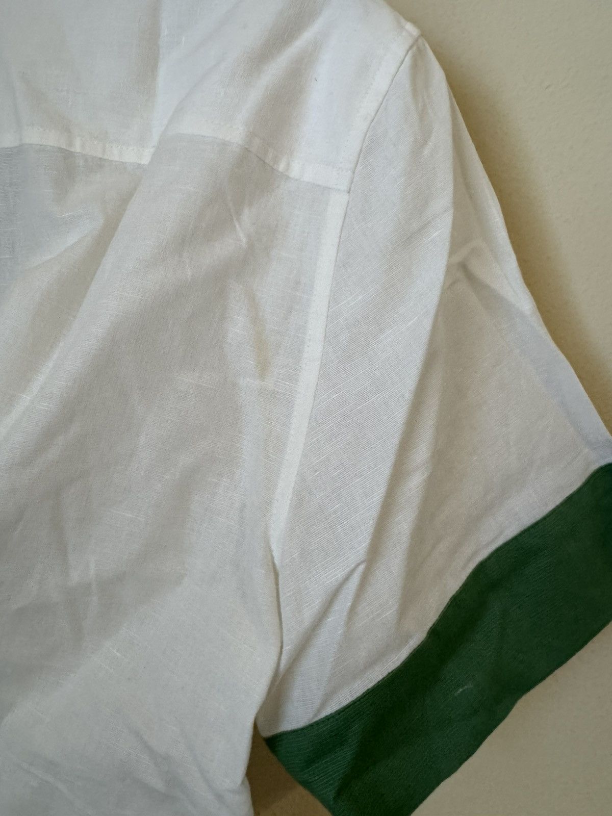 Bode Bode Sailboat Button Up Shirt White Green Linen Medium Large Size US M / EU 48-50 / 2 - 12 Thumbnail