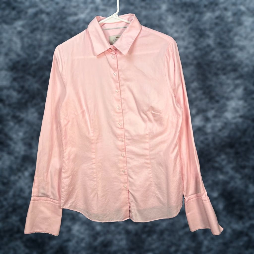 Pinko Hawes & Curtis Womens 14 Pink Fitted Button-Up Shirt 100% Cotton Long Sleeve Shirt Adult Womens 14 Pink Cotton 100% Button-Up Womens Size XL / US 12-14 / IT 48-50 - 1 Thumbnail