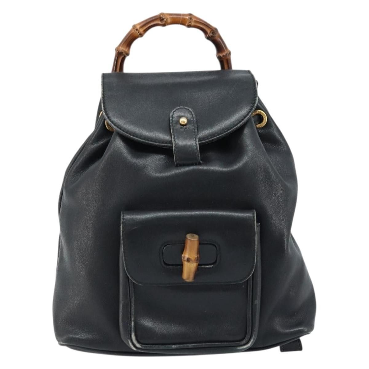 Gucci Gucci Vintage Bamboo Backpack Leather Size ONE SIZE - 1 Thumbnail