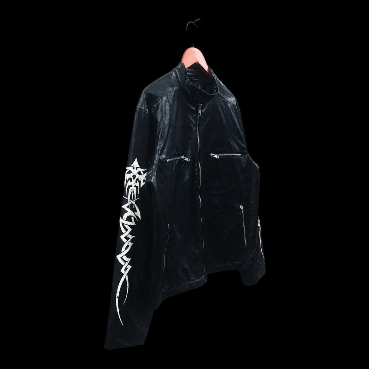 KMRii Monde Creore Cyber Punk Tribal Graphic Faux Leather Jacket Size US L / EU 52-54 / 3 - 2 Thumbnail
